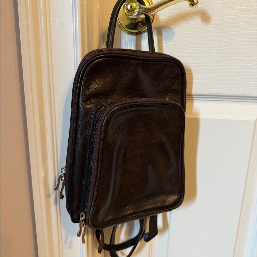 Elegant Brown Leather Women's Backpack